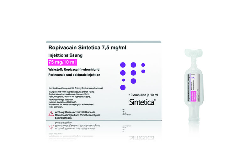 Ropivacain&shy;hydrochlorid Sintetica 7,5 mg/ml Injektionslösung